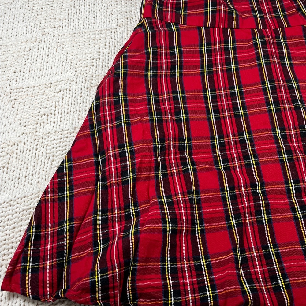 Hot Topic Red/Black Plaid O-Ring Skirtall Overall Zipper Dress - Picture 10 of 16